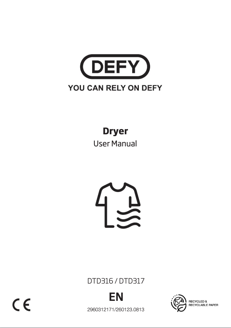 Page 1 de la notice Manuel utilisateur Defy DTD316