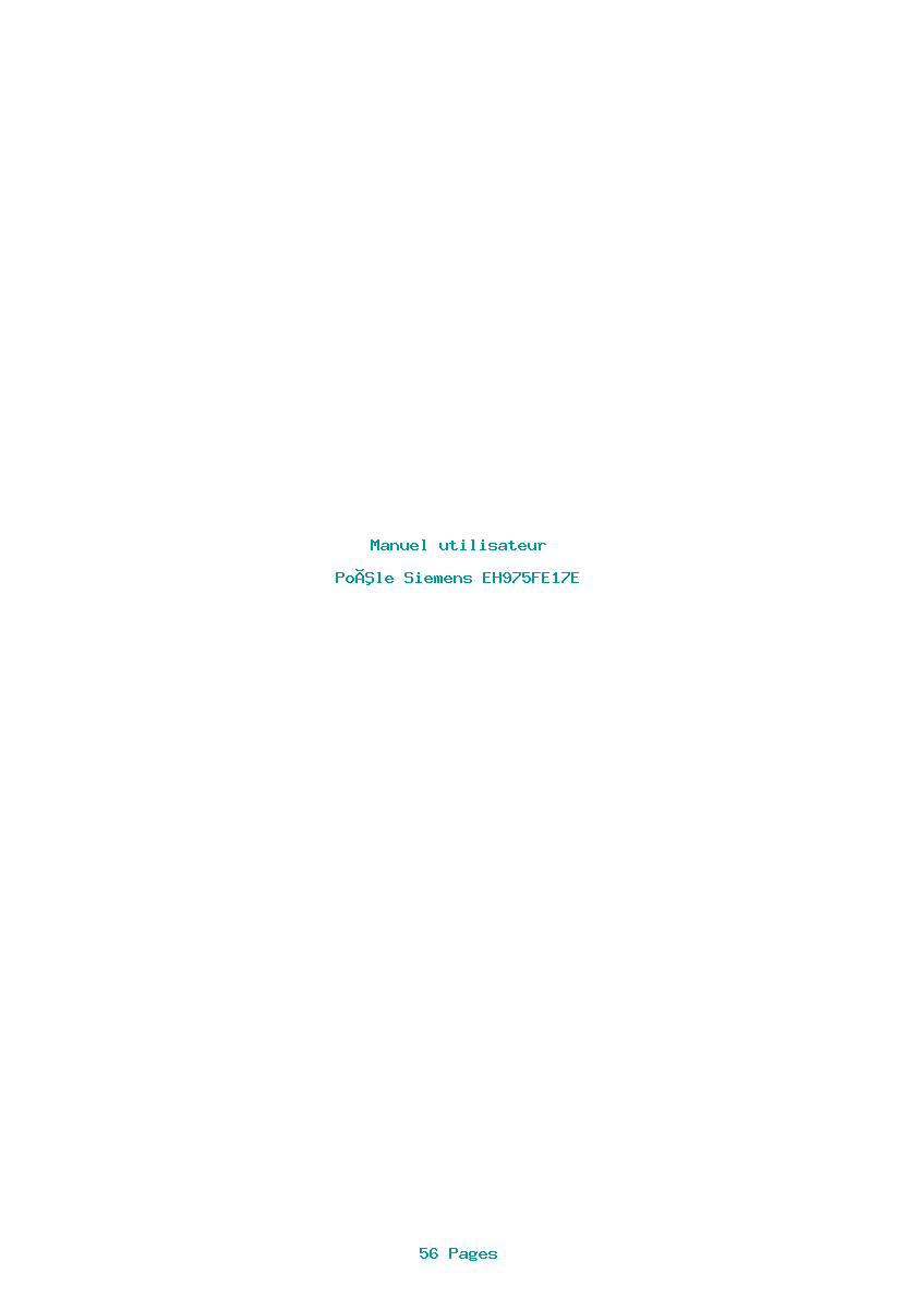 Page 1 de la notice Manuel utilisateur Siemens EH975FE17E