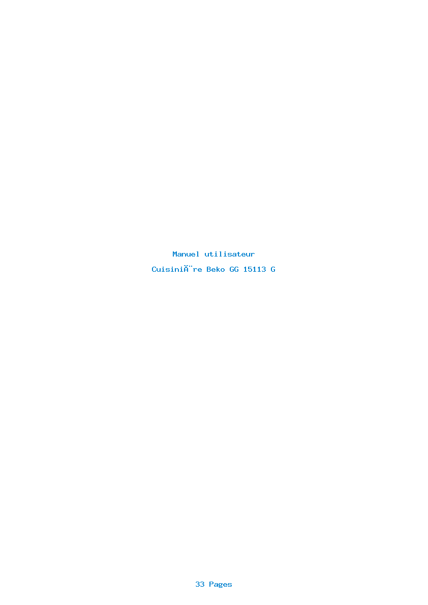 Page 1 de la notice Manuel utilisateur Beko GG 15113 G