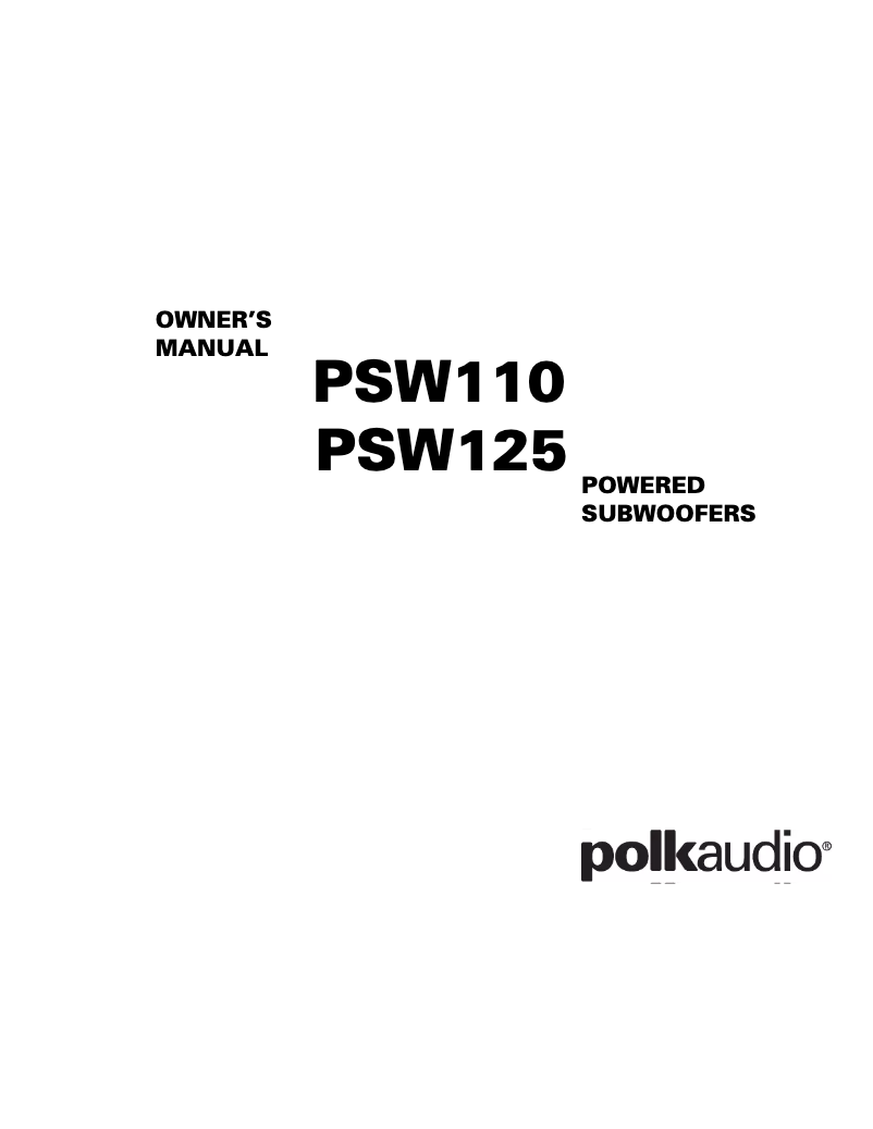 Page 1 de la notice Manuel utilisateur Polk PSW110