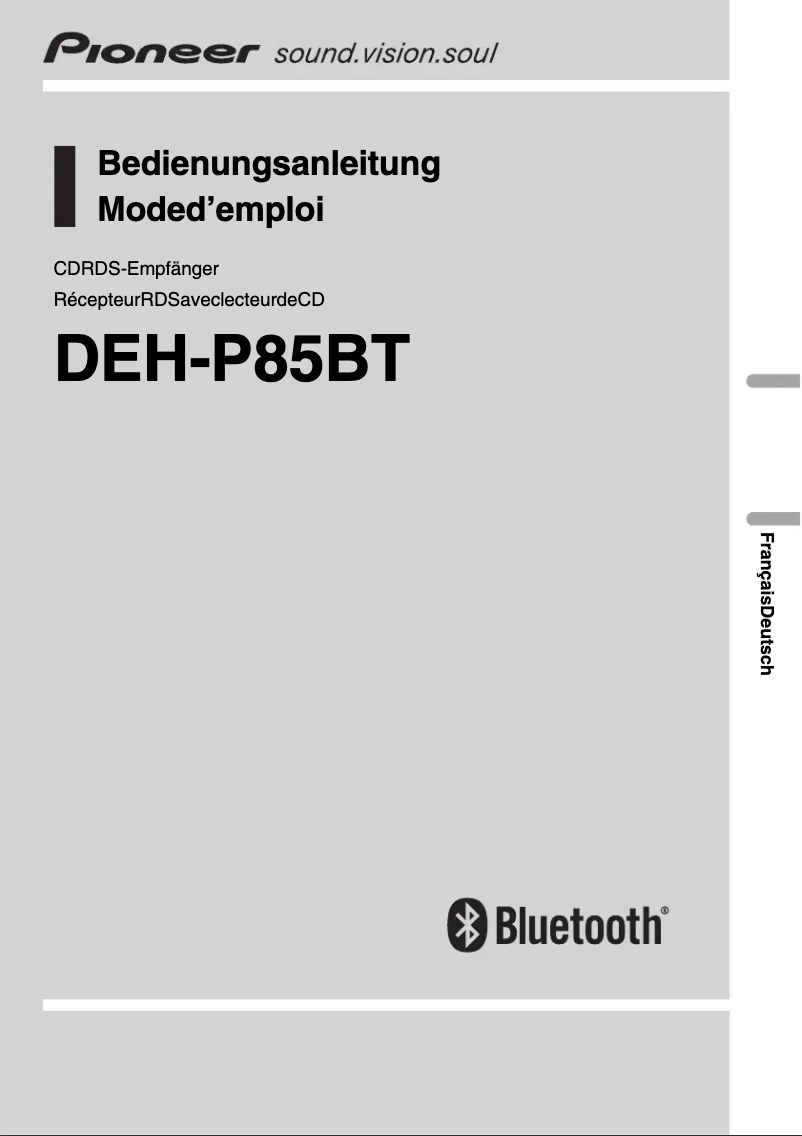 Page 1 de la notice Manuel utilisateur Pioneer DEH-P85BT
