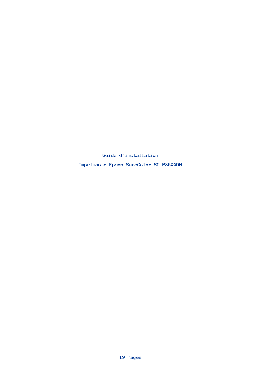 Page 1 de la notice Guide d'installation Epson SureColor SC-P8500DM