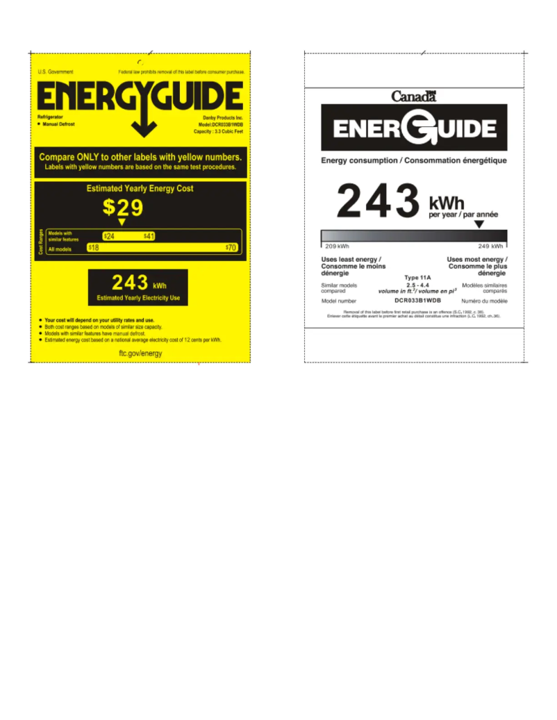 Page 1 de la notice Label énergétique Danby DCR033B1WDB