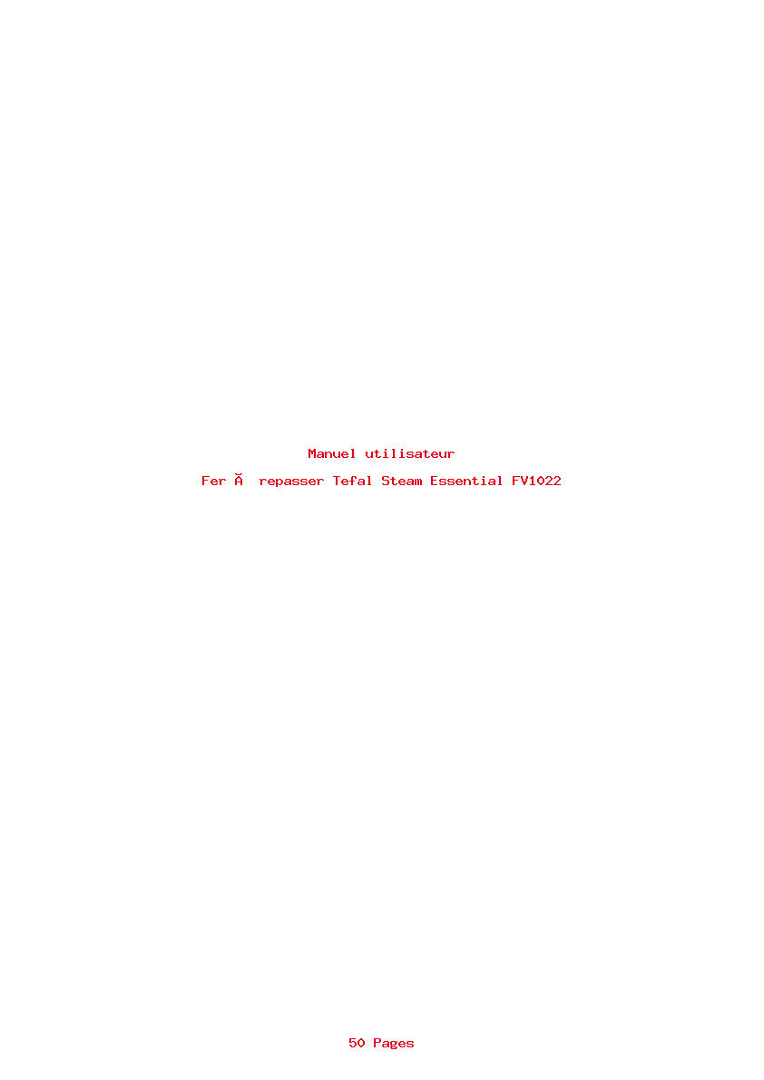 Page 1 de la notice Manuel utilisateur Tefal Steam Essential FV1022