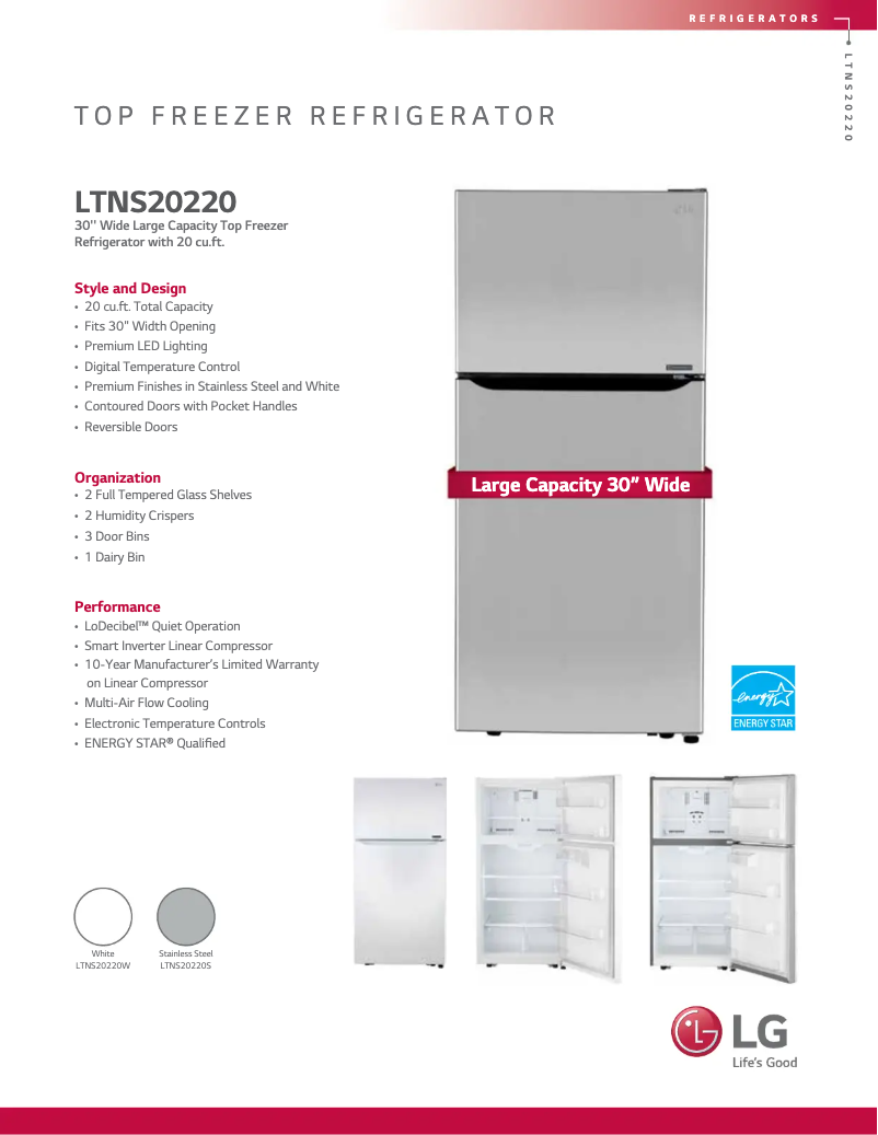 Page 1 de la notice Fiche technique LG LTNS20220S