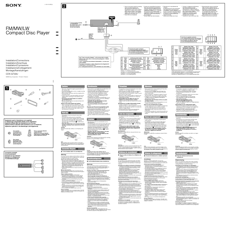 Image de la première page du manuel de l'appareil CDX-GT33U