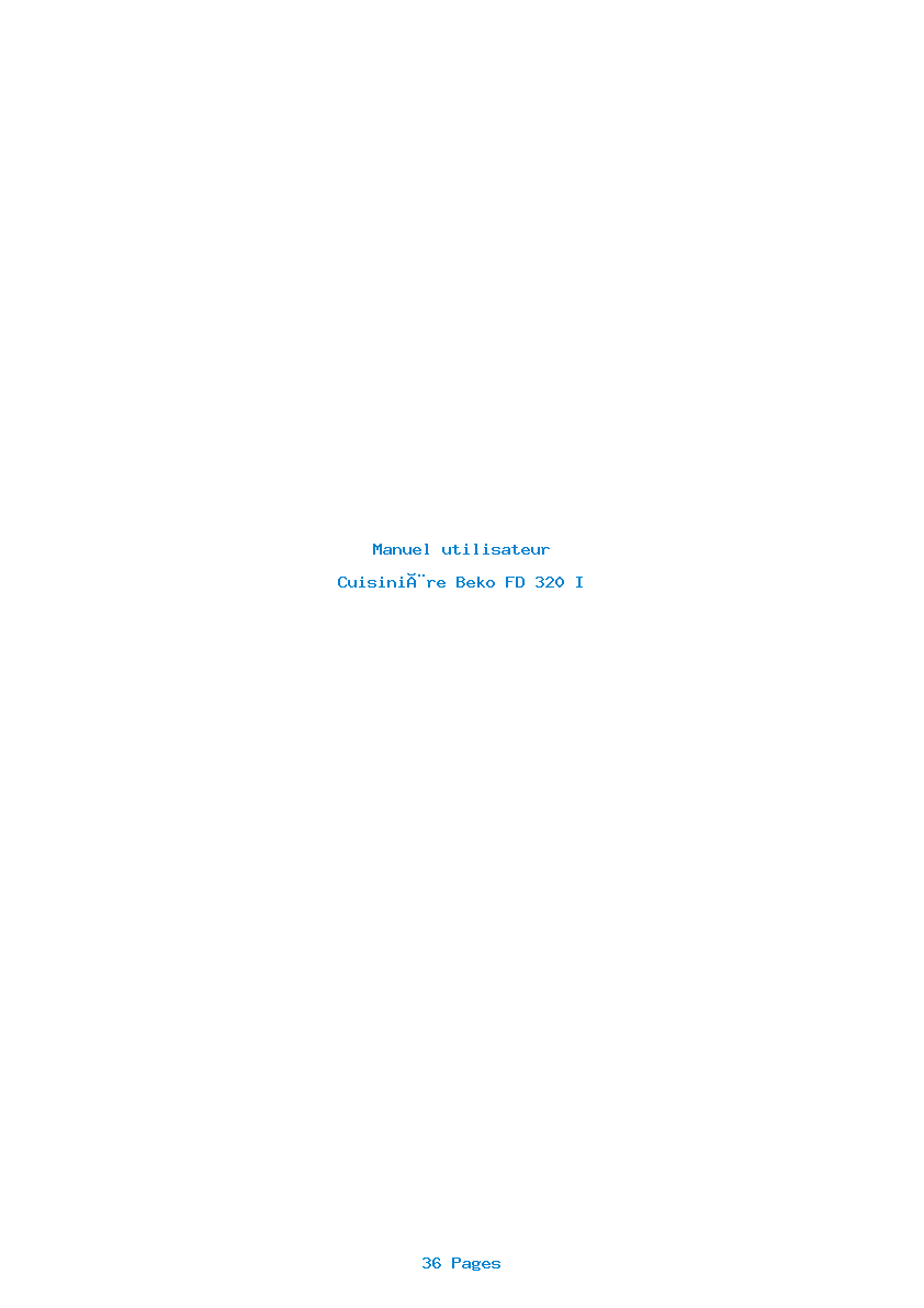 Page 1 de la notice Manuel utilisateur Beko FD 320 I