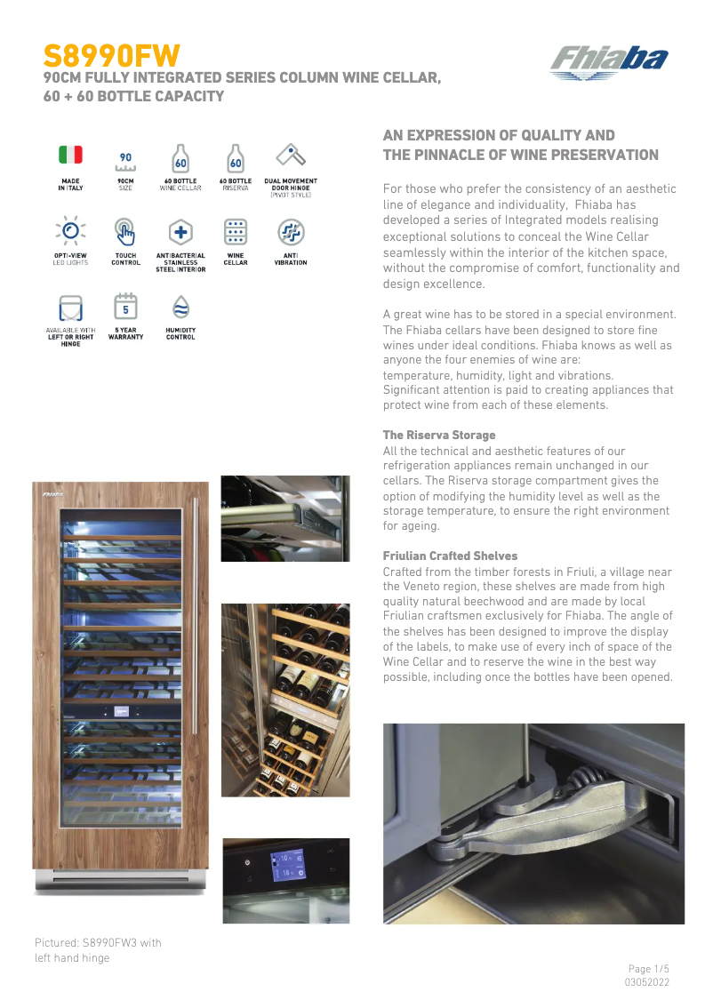Page 1 de la notice Fiche technique Fhiaba S8990FW6A