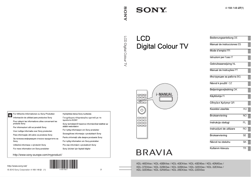 Page 1 de la notice Manuel utilisateur Sony Bravia KDL-32BX400A