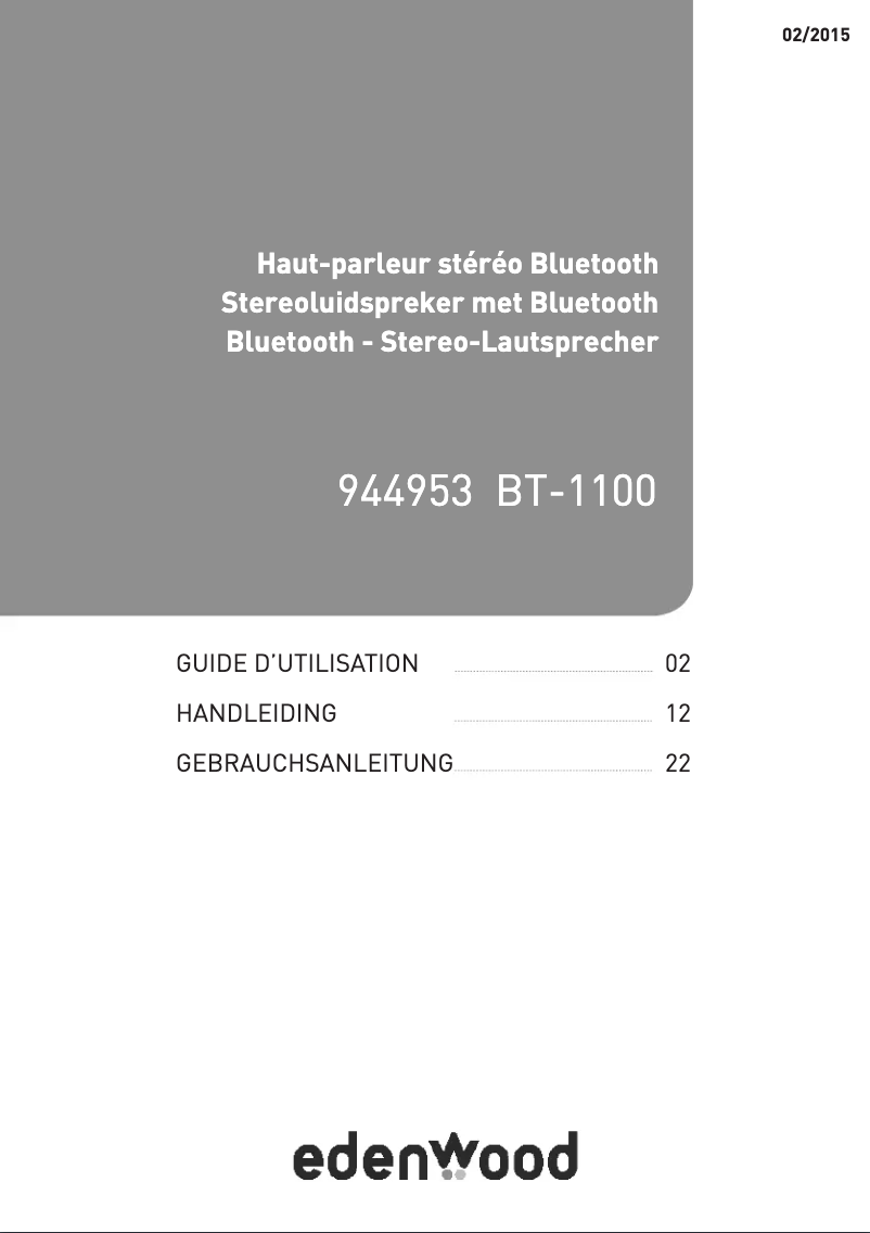 First page image of the manual for BT-1100