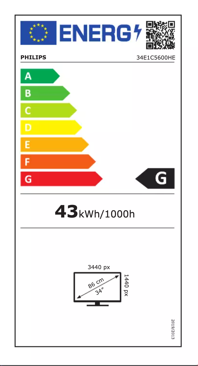 Page n°1 - Label énergétique Philips 34E1C5600HE