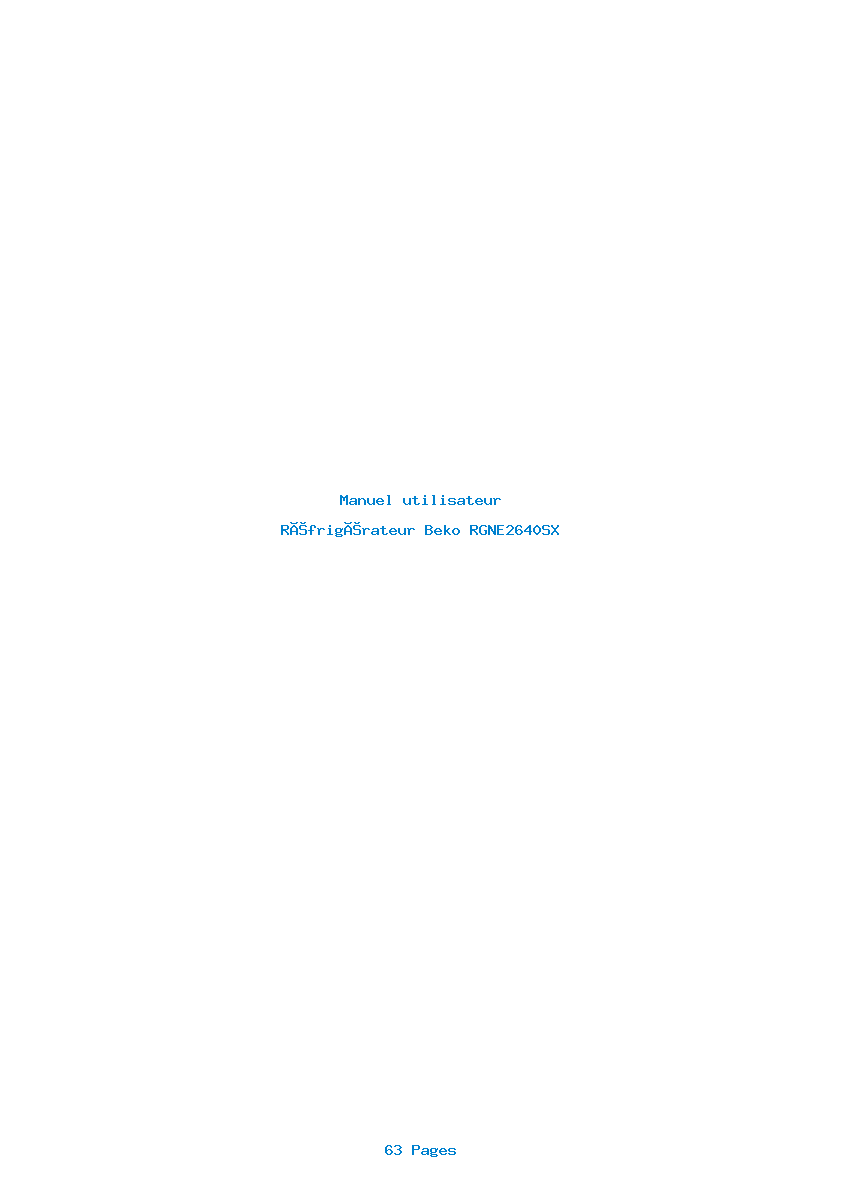Page 1 de la notice Manuel utilisateur Beko RGNE2640SX