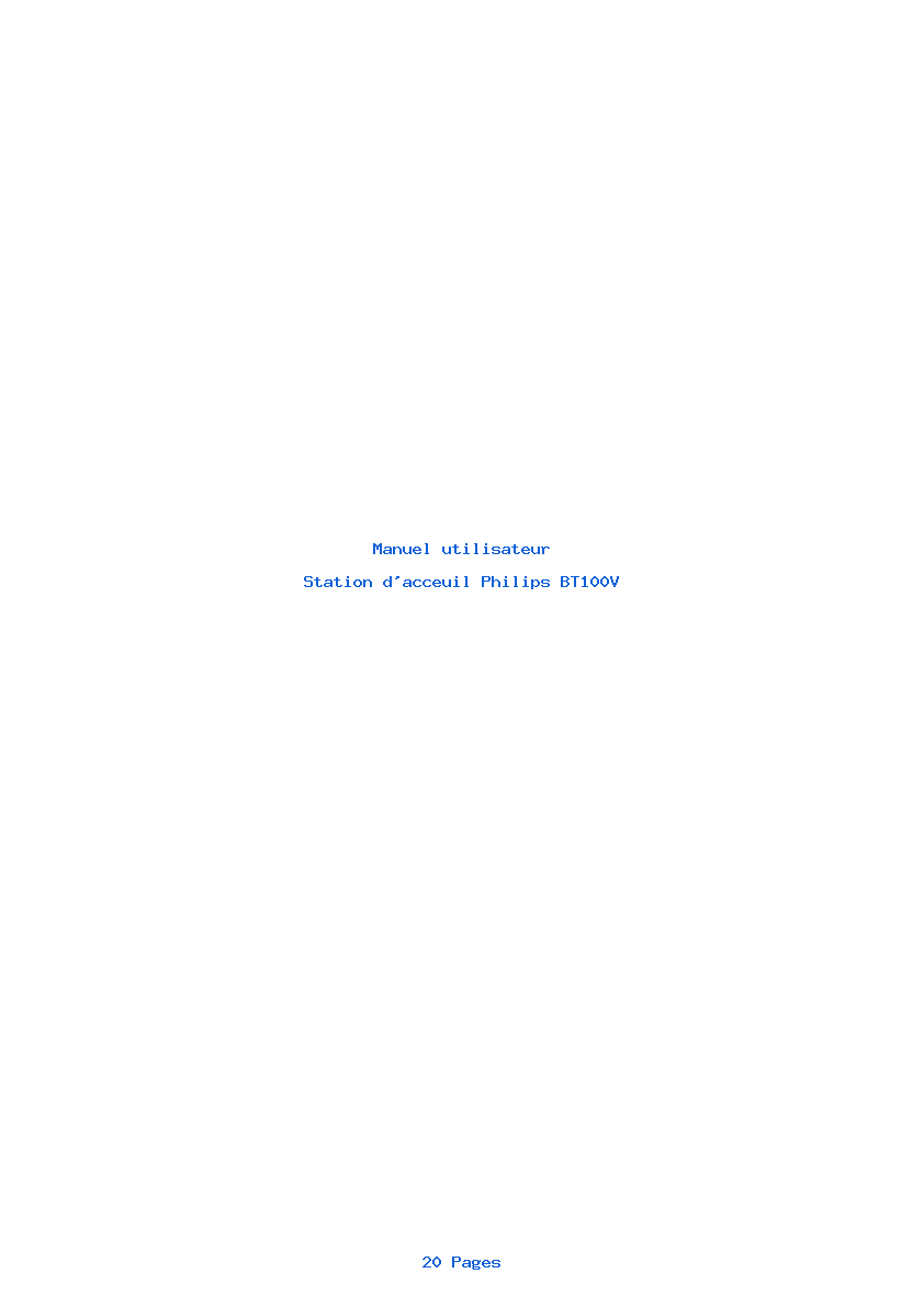 Page 1 de la notice Manuel utilisateur Philips BT100V