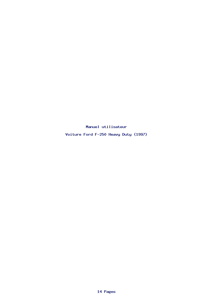 Page 1 de la notice Manuel utilisateur Ford F-250 Heavy Duty (1997)