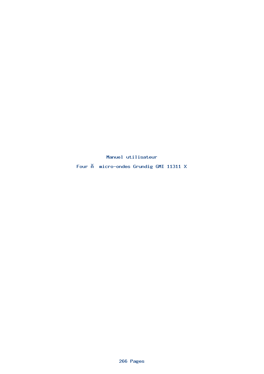 Page 1 de la notice Manuel utilisateur Grundig GMI 11311 X