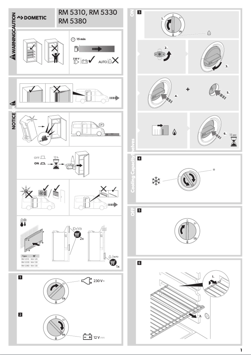 Page 1 de la notice Guide de démarrage rapide Dometic RM 5310
