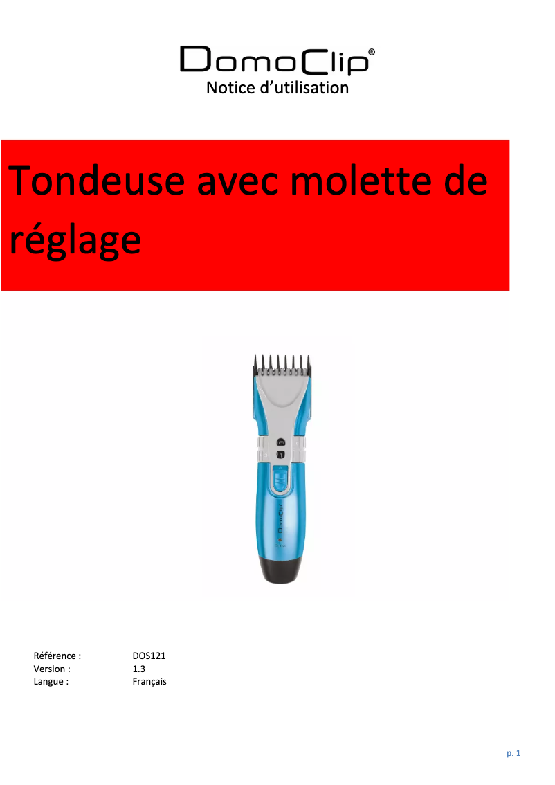 Página 1 del manual Manual de usuario Domoclip DOS121