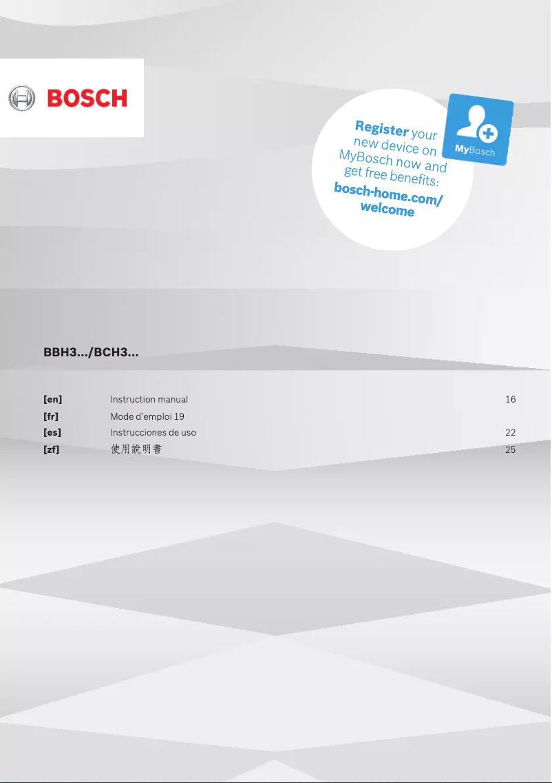 Page 1 of the manual Technical Sheet Bosch BBH3230GB