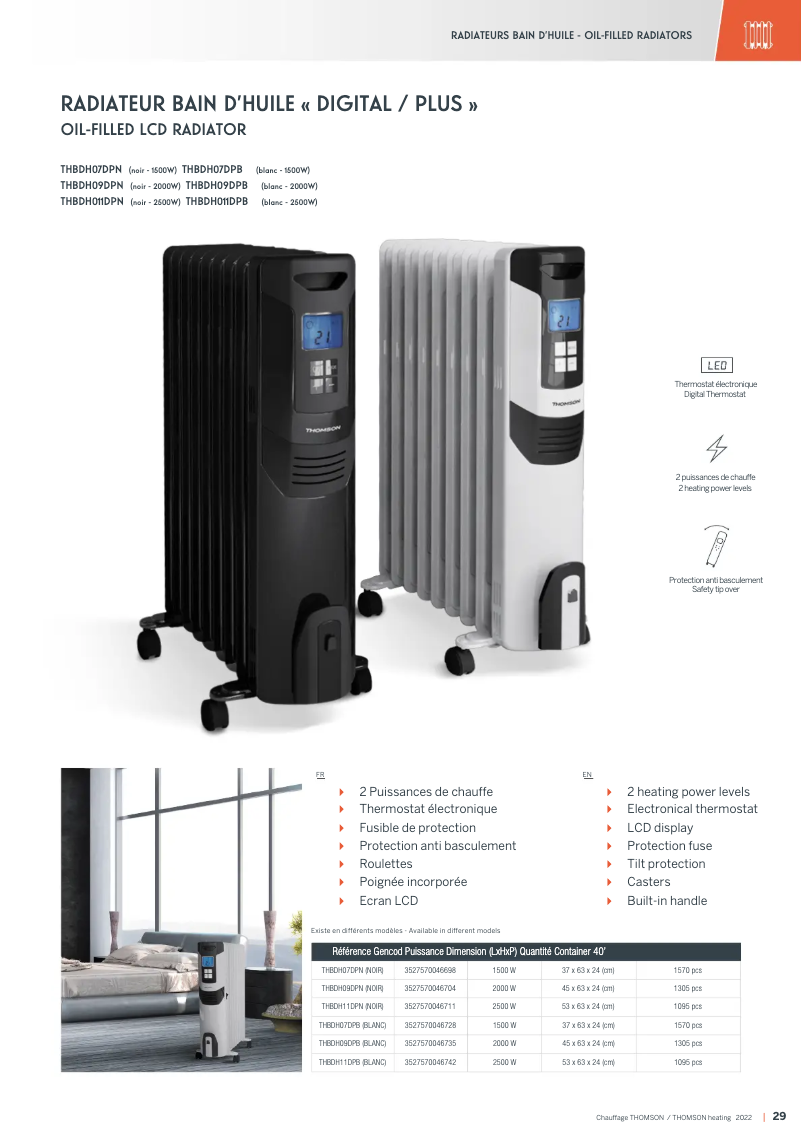 Page 1 de la notice Fiche technique Thomson THBDH07DPB