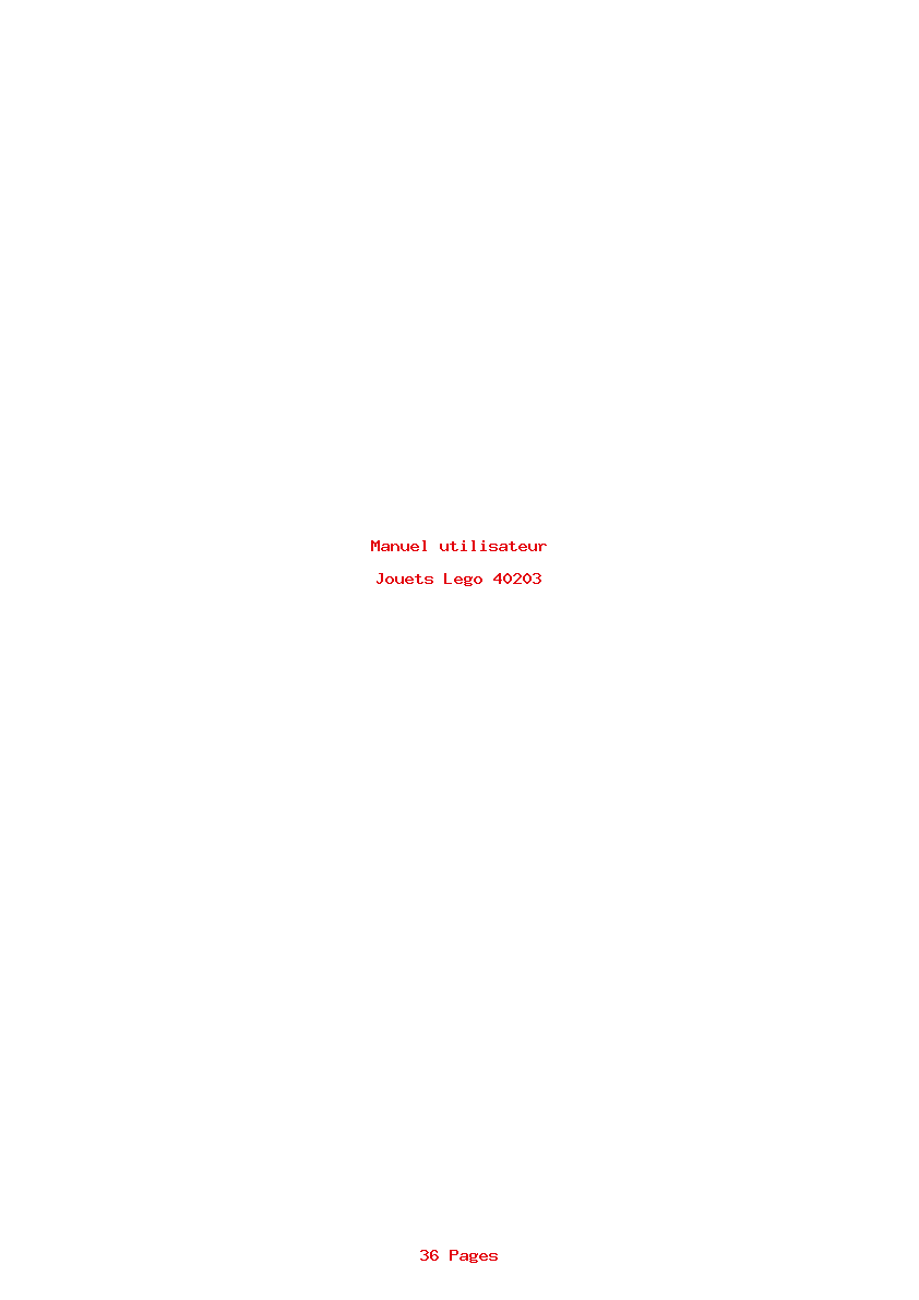 Page 1 de la notice Manuel utilisateur Lego 40203