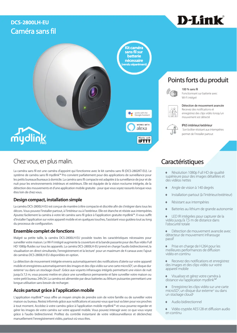 Page 1 de la notice Fiche technique D-Link DCS-2800LH
