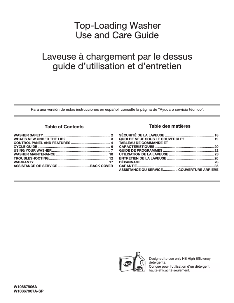 Page 1 de la notice Manuel utilisateur Roper RTW4516F