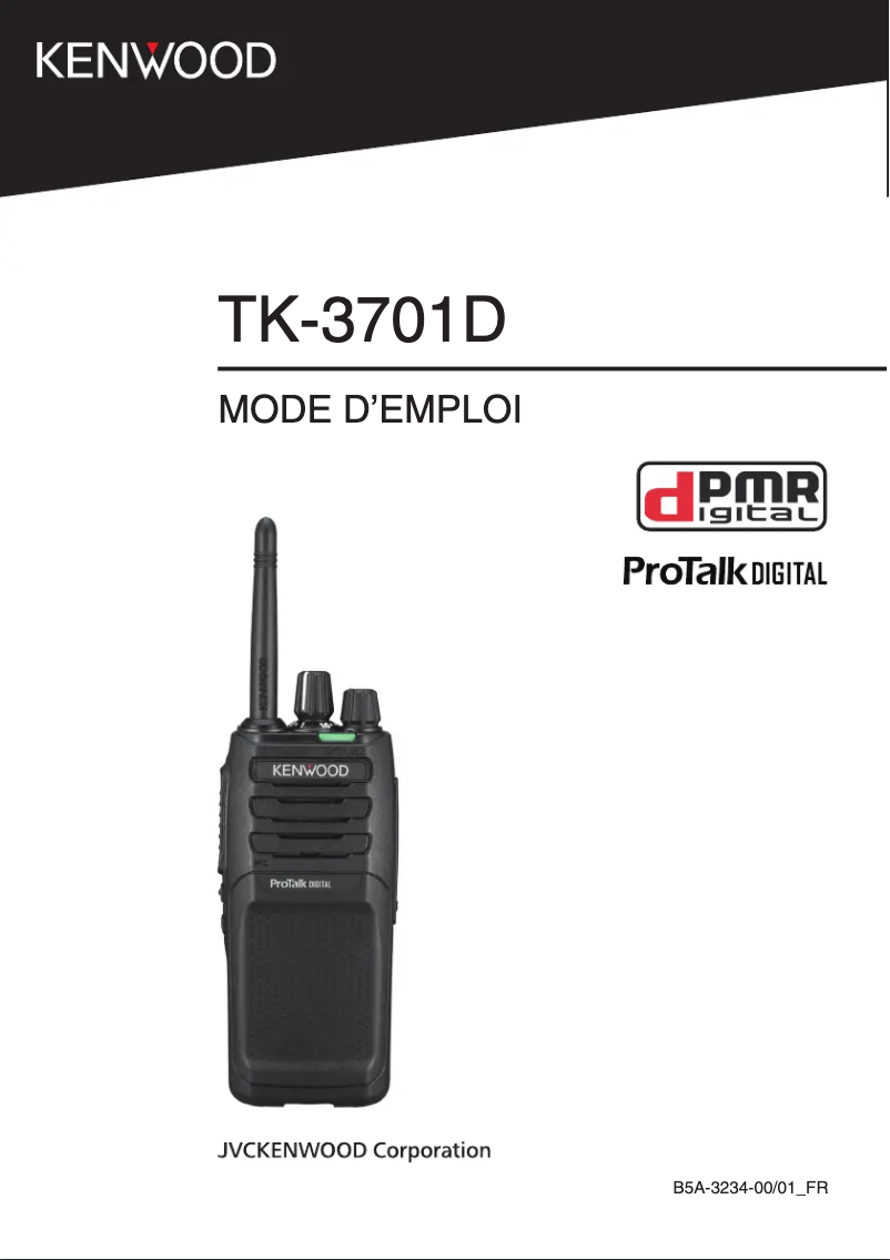 Page 1 de la notice Manuel utilisateur Kenwood TK-3701D