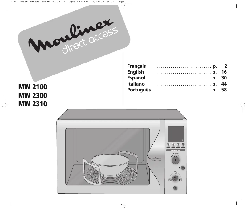 Página 1 del manual Manual de usuario Moulinex MW2310