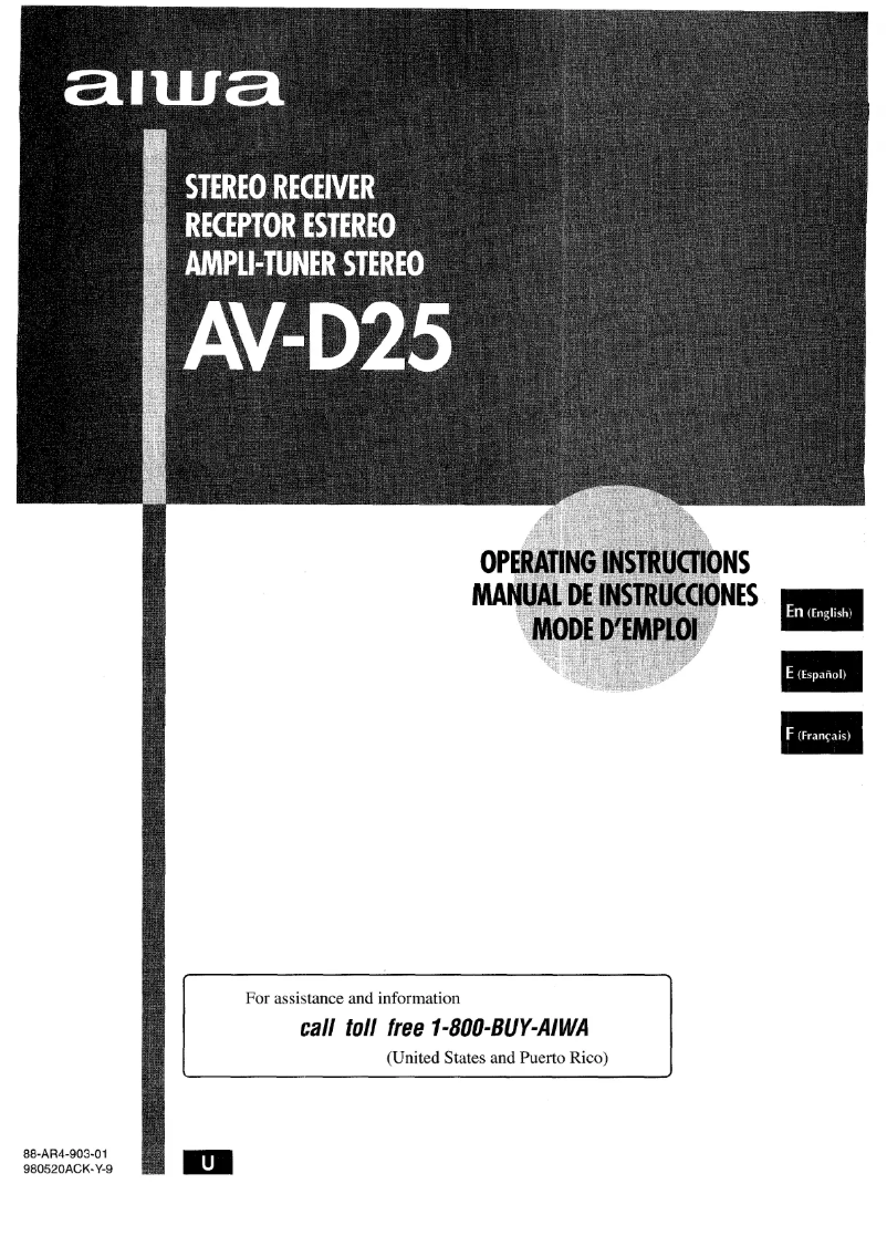 Page 1 de la notice Manuel utilisateur Aiwa AV-D25