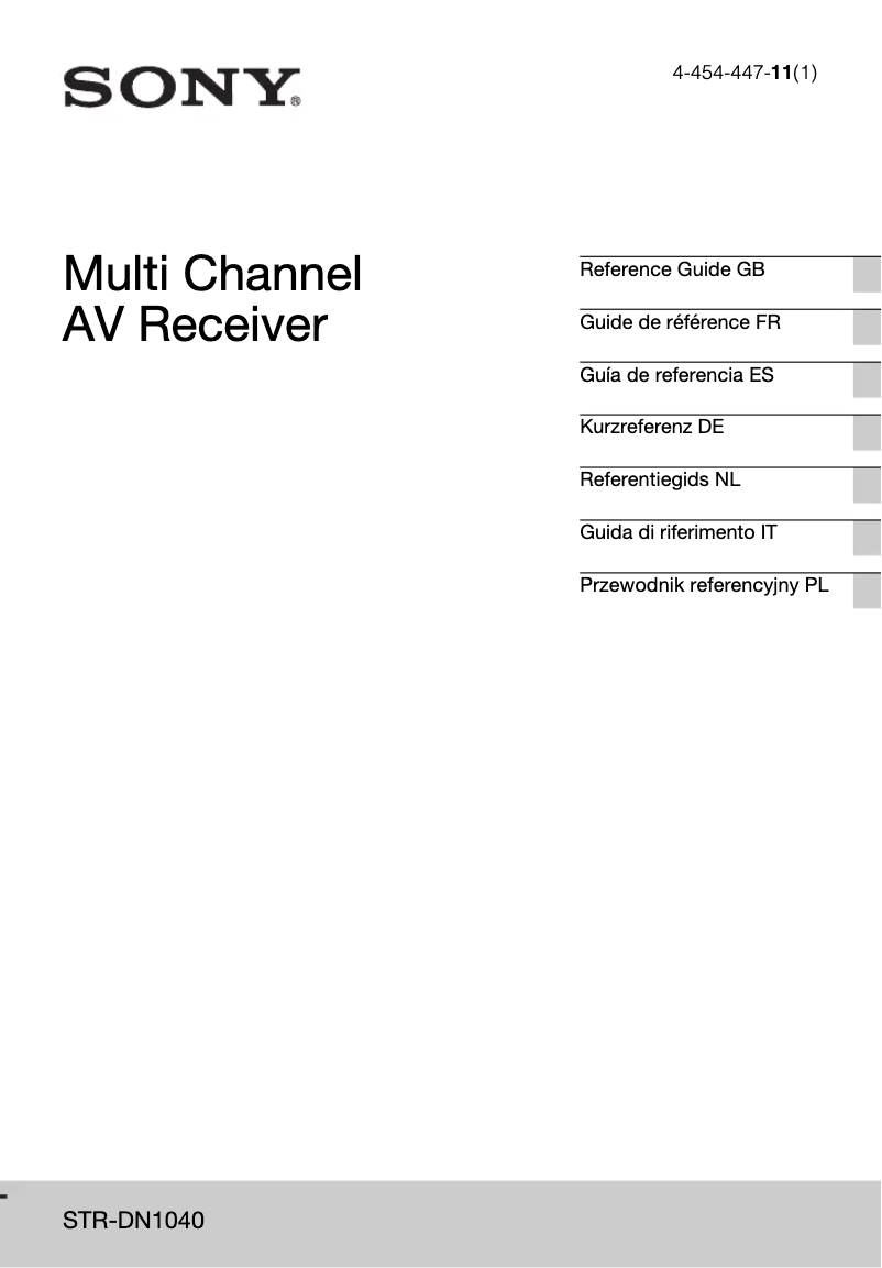 Page 1 de la notice Manuel utilisateur Sony STR-DN1040