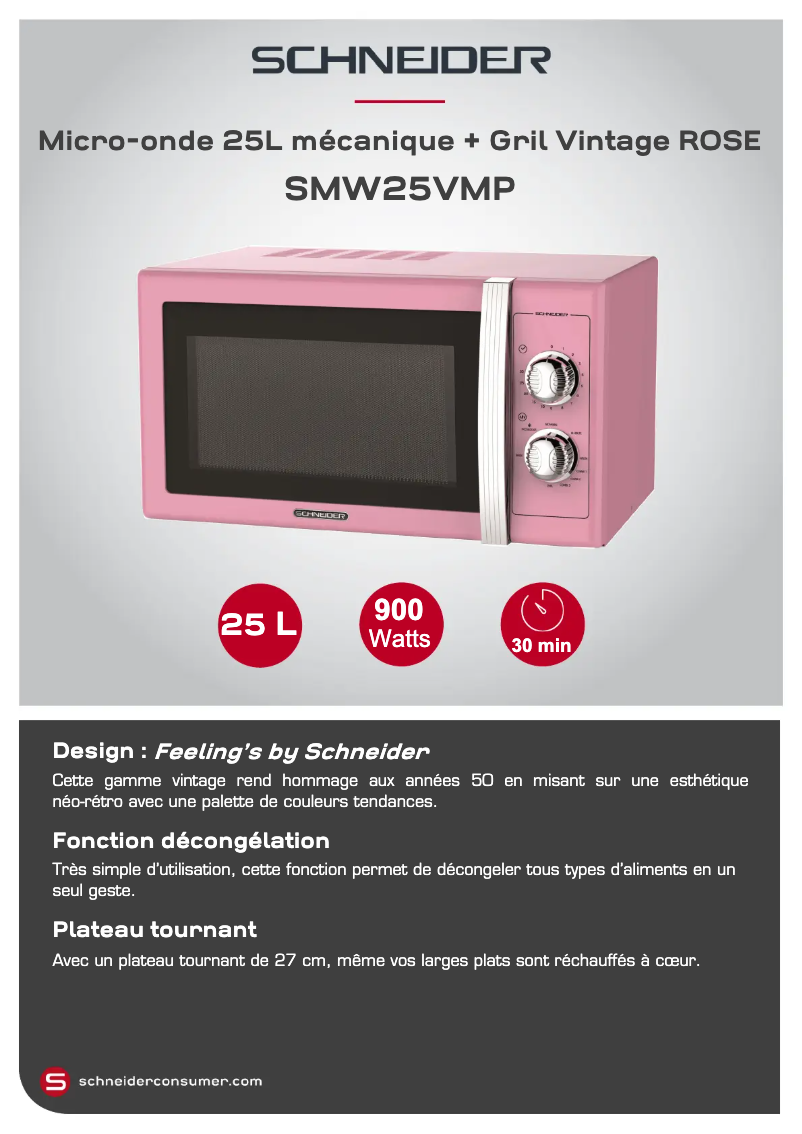 Page 1 de la notice Fiche technique Schneider SMW25VMP