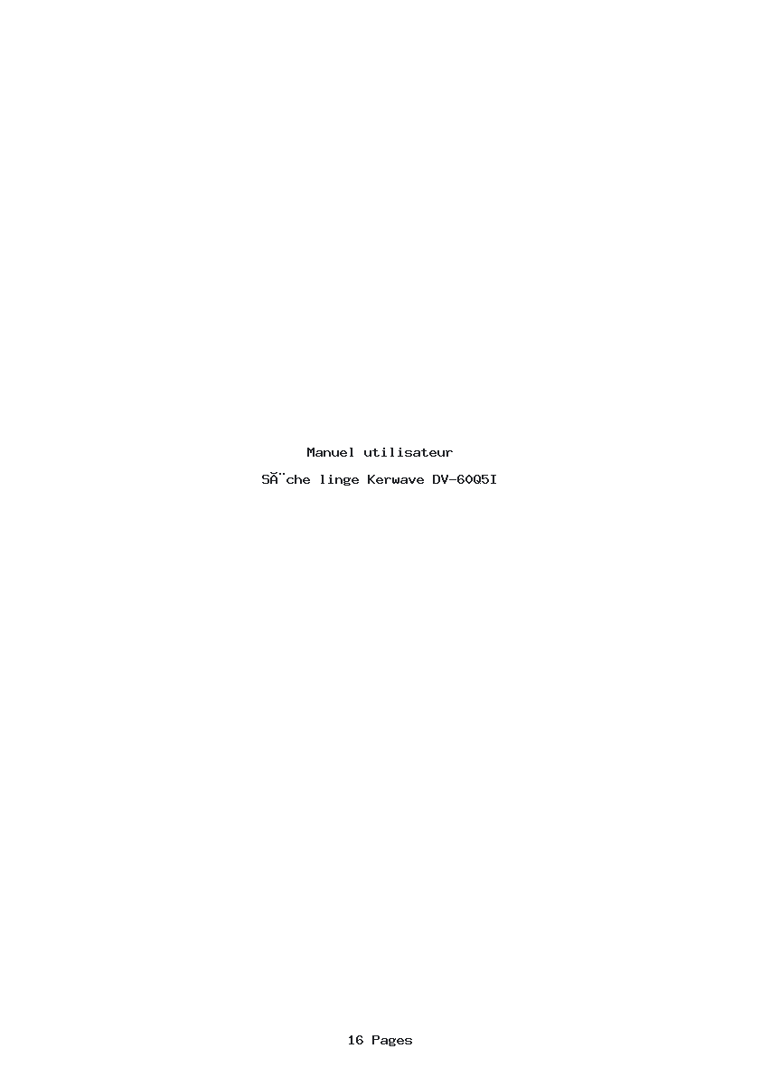 Page 1 de la notice Manuel utilisateur Kerwave DV-60Q5I