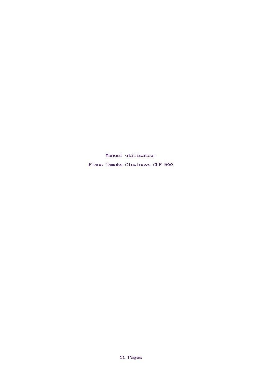 Page 1 de la notice Manuel utilisateur Yamaha Clavinova CLP-500