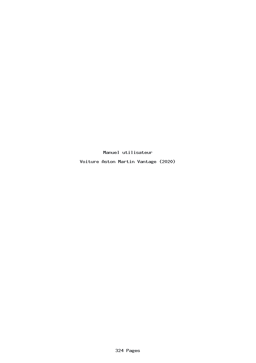 Page 1 de la notice Manuel utilisateur Aston Martin Vantage (2020)
