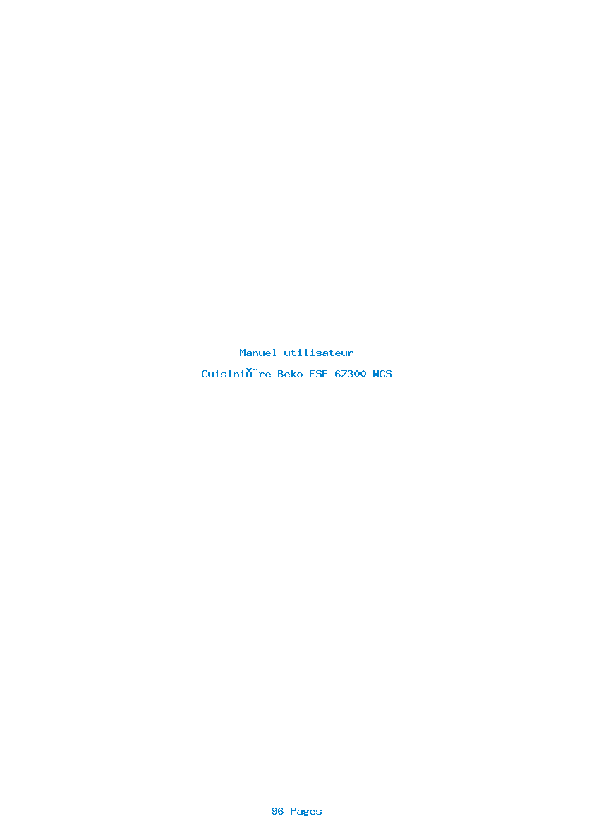 Page 1 de la notice Manuel utilisateur Beko FSE 67300 WCS