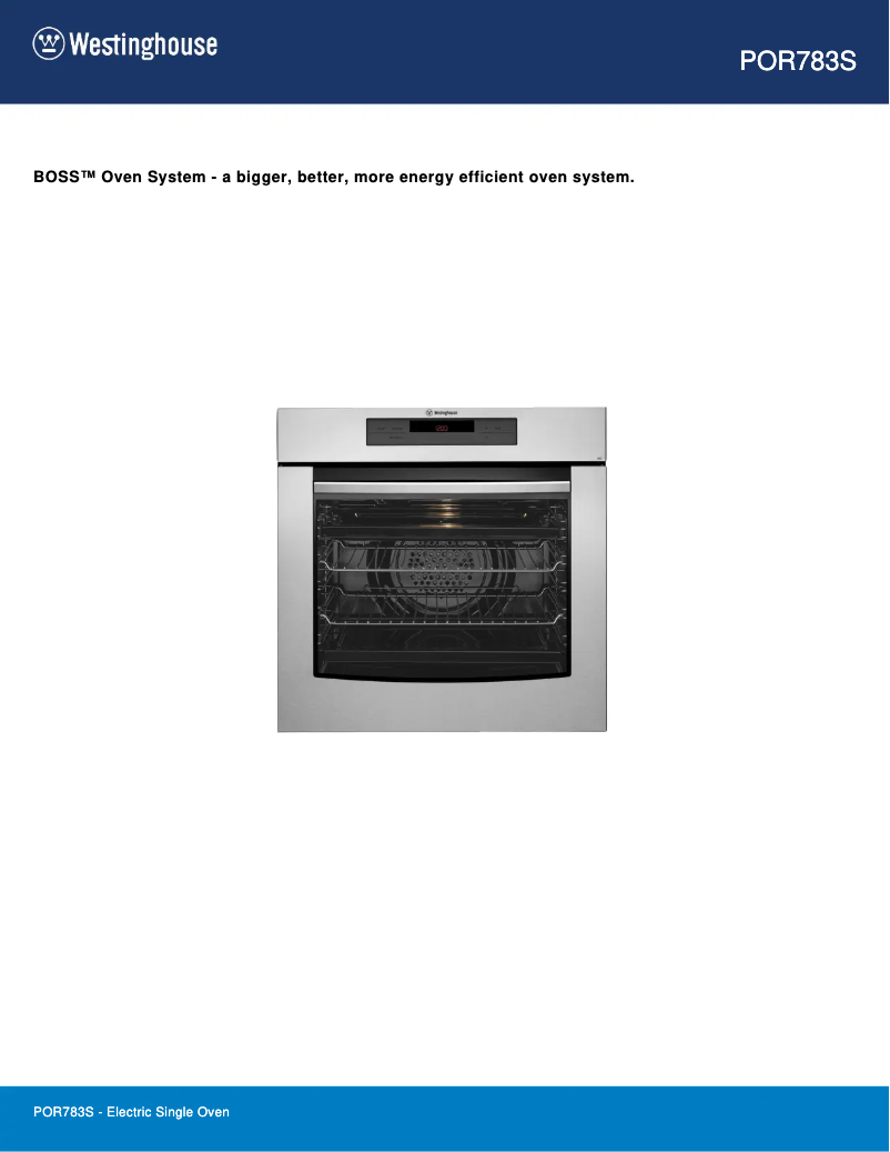 Page 1 of the manual Technical Sheet Westinghouse POR783S