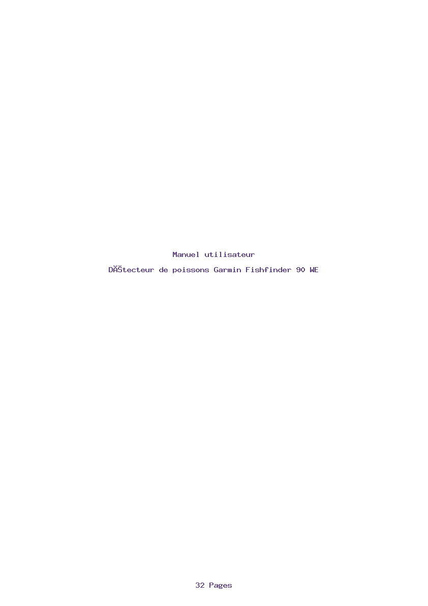 Page 1 de la notice Manuel utilisateur Garmin Fishfinder 90 WE