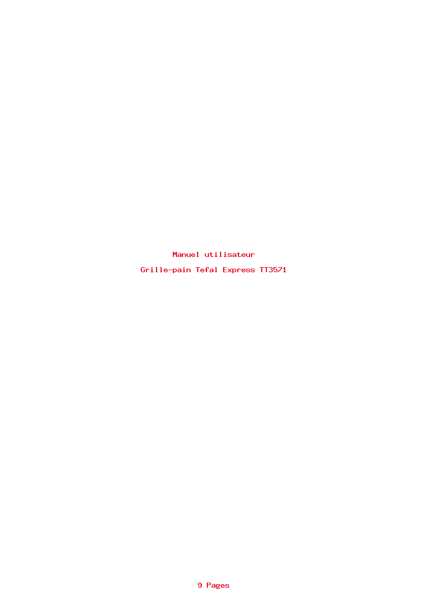 Page 1 de la notice Manuel utilisateur Tefal Express TT3571