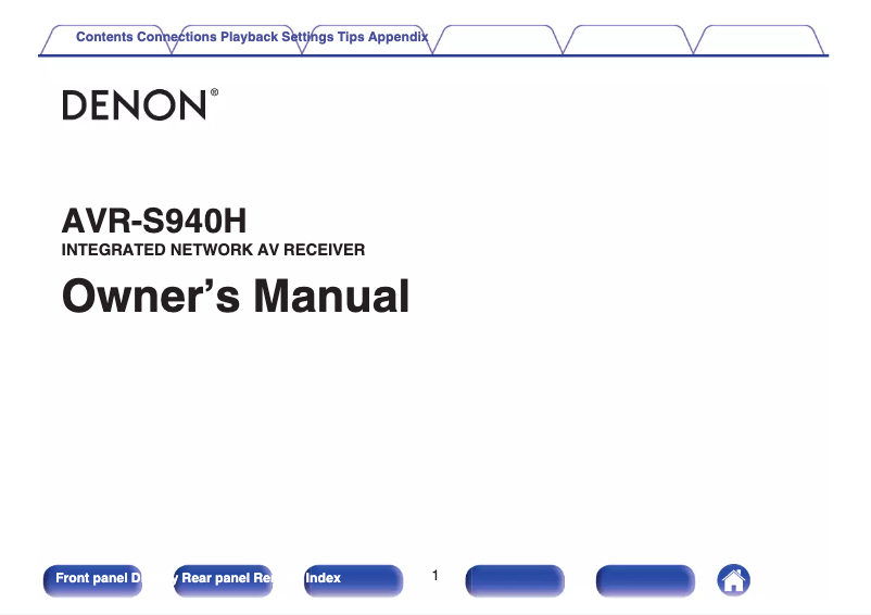 Page 1 de la notice Manuel utilisateur Denon AVR-S940H