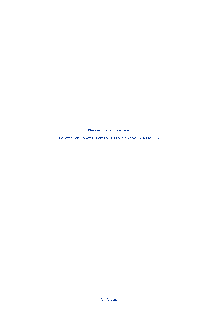 Page 1 de la notice Manuel utilisateur Casio Twin Sensor SGW100-1V
