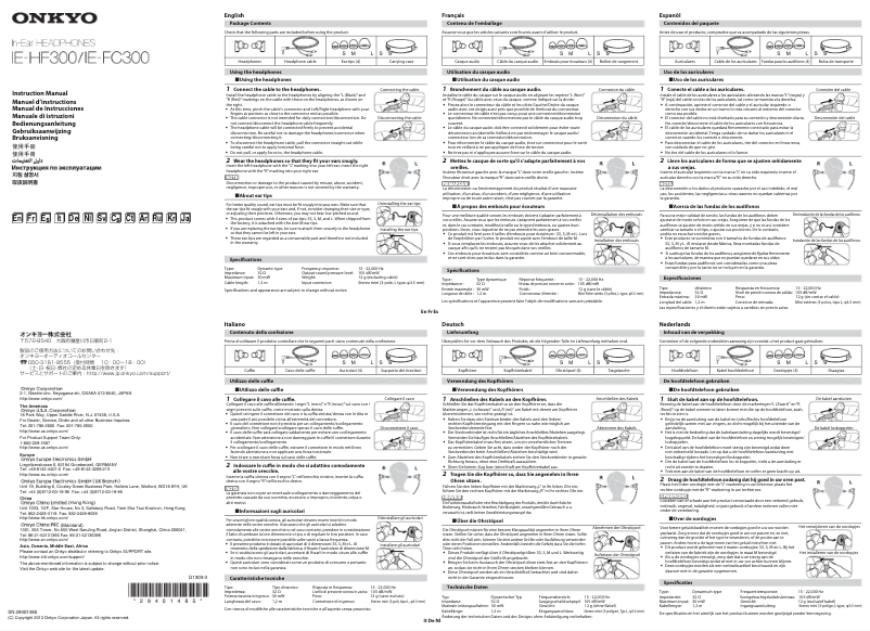 Page 1 de la notice Manuel utilisateur Onkyo IE-HF300