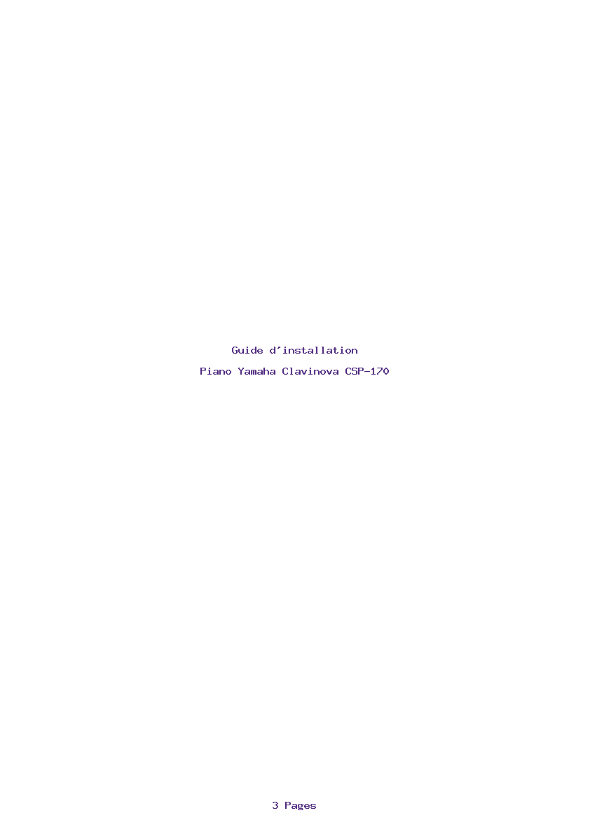 Page 1 de la notice Guide d'installation Yamaha Clavinova CSP-170