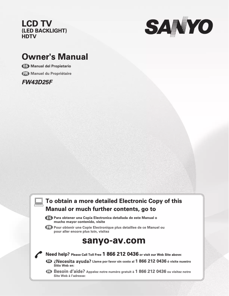Page 1 of the manual User Manual Sanyo FW43D25F