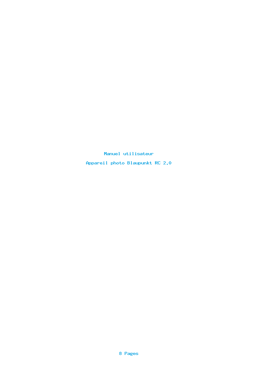 Page 1 de la notice Manuel utilisateur Blaupunkt RC 2.0