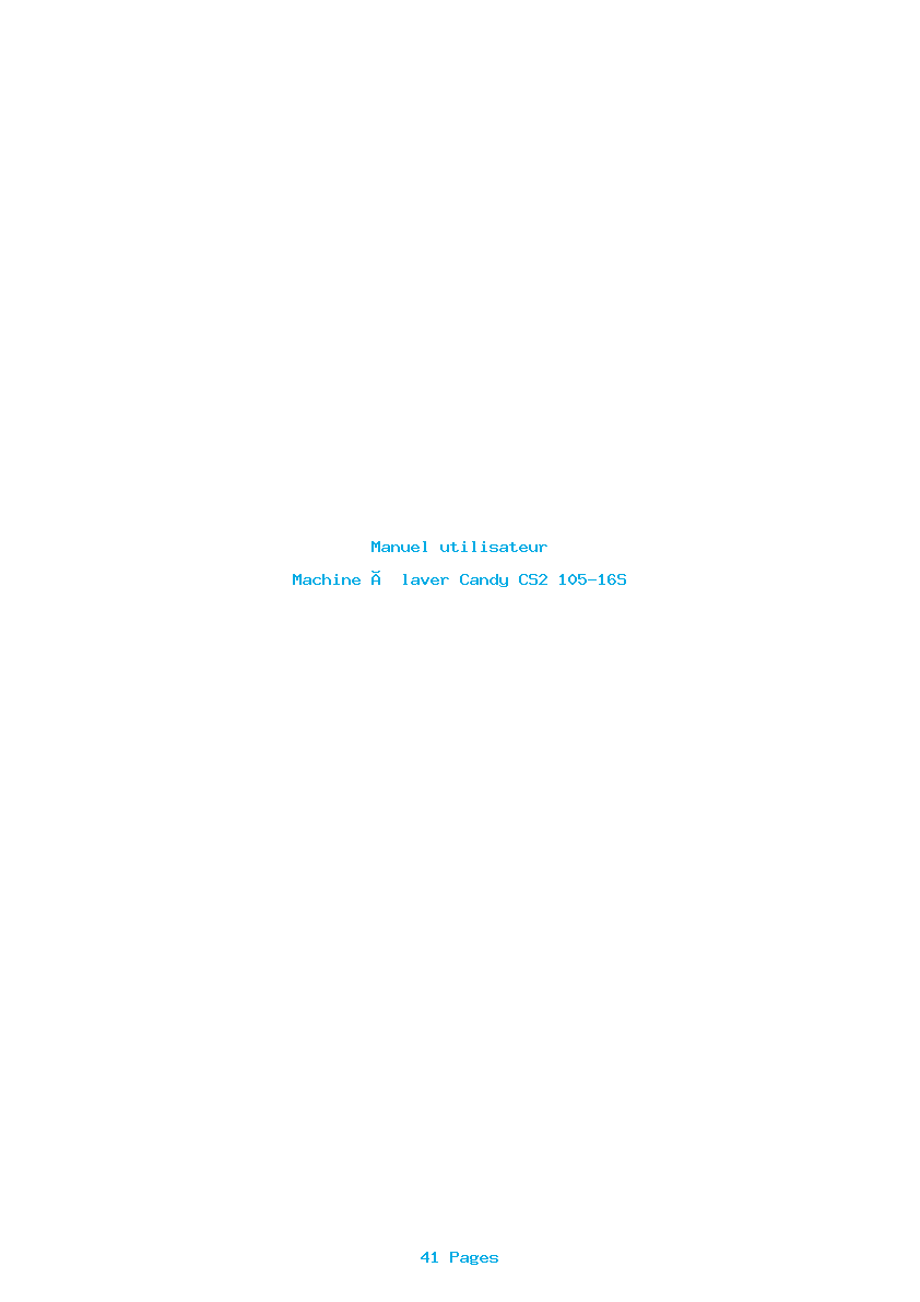 Page 1 de la notice Manuel utilisateur Candy CS2 105-16S