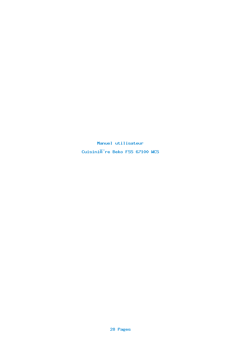 Page 1 de la notice Manuel utilisateur Beko FSS 67100 WCS