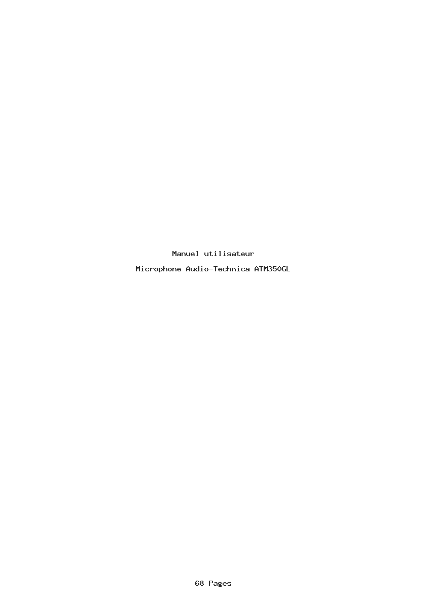 Page 1 de la notice Manuel utilisateur Audio-Technica ATM350GL