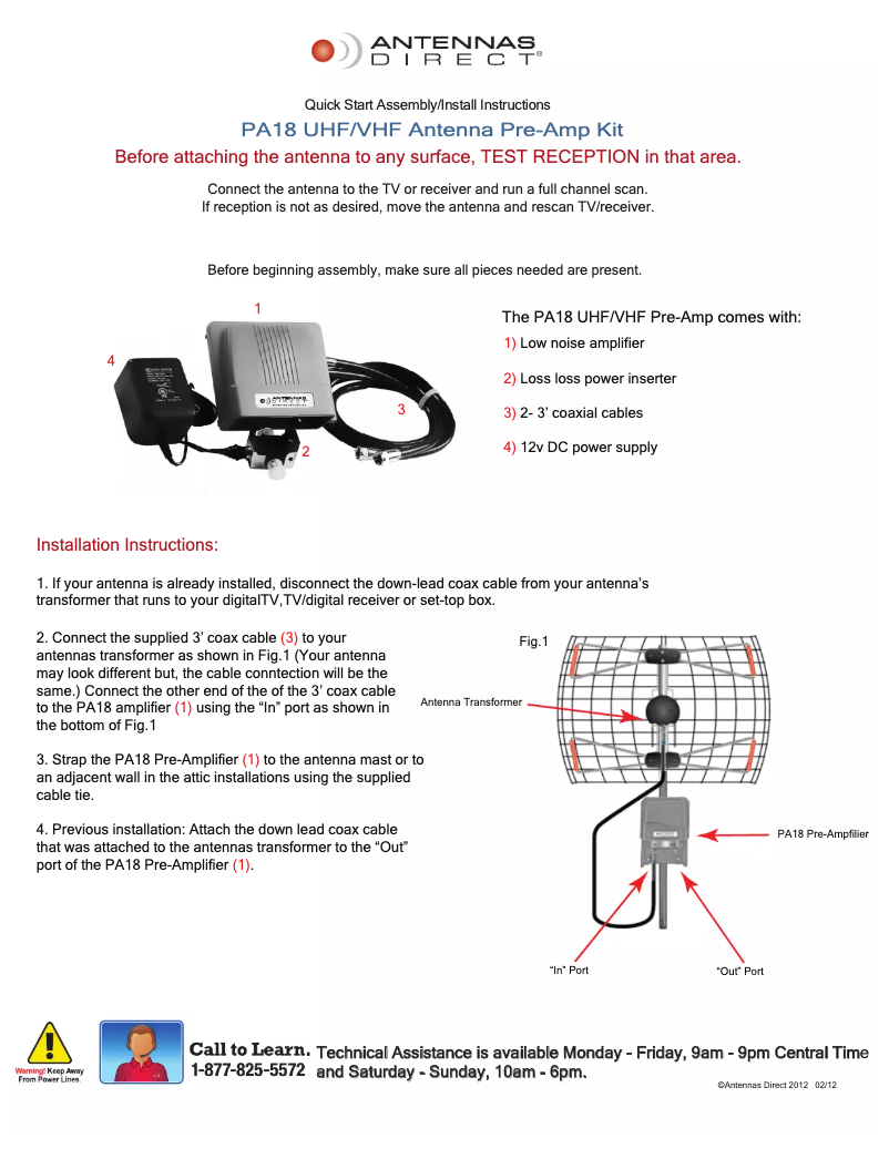 Page 1 of the manual User Manual Antennas Direct PA18