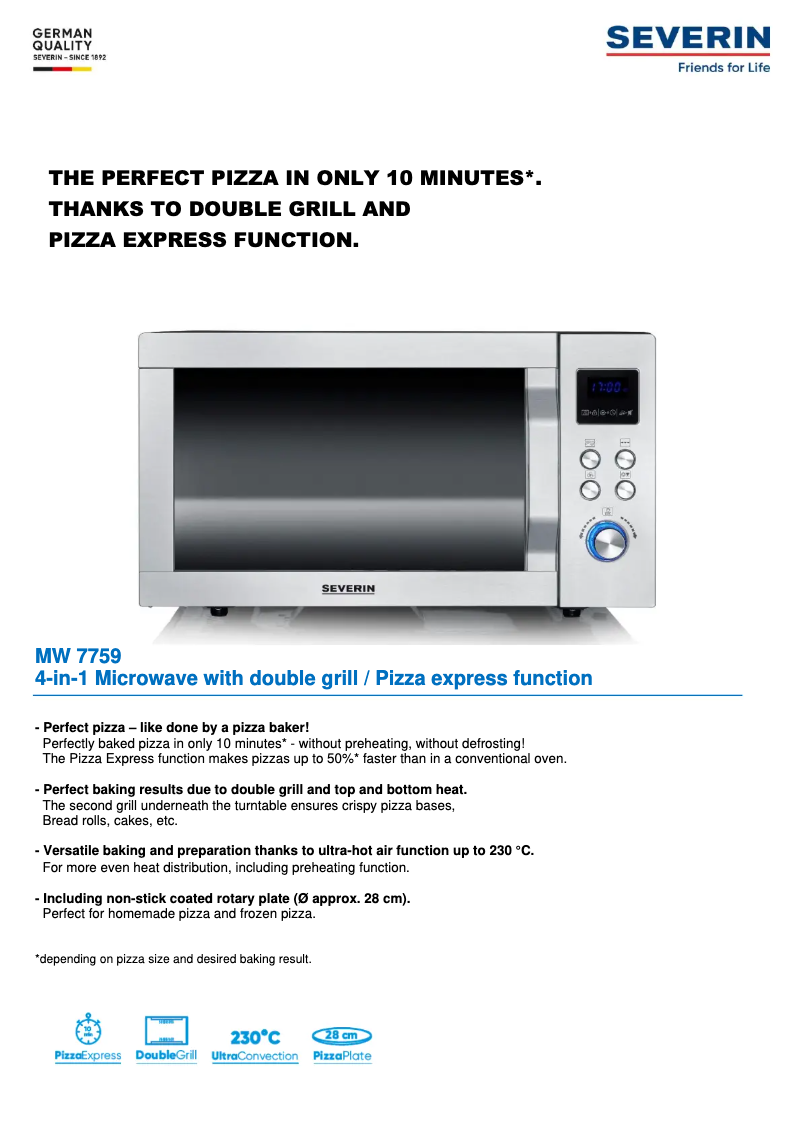 Page 1 of the manual Technical Sheet Severin MW 7759