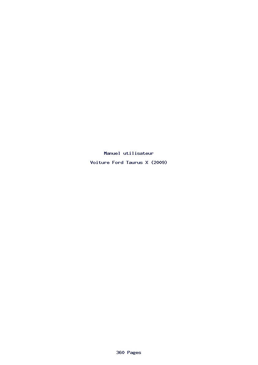 Page 1 de la notice Manuel utilisateur Ford Taurus X (2009)